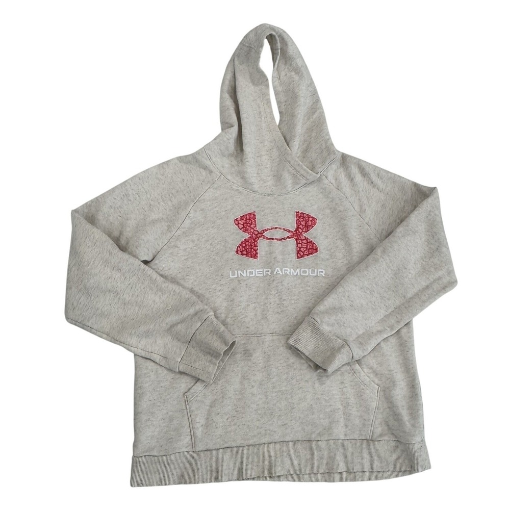 Under Armour Hoodie Girls XL Gray Fleece Pullover Athletic Athleisure Youth